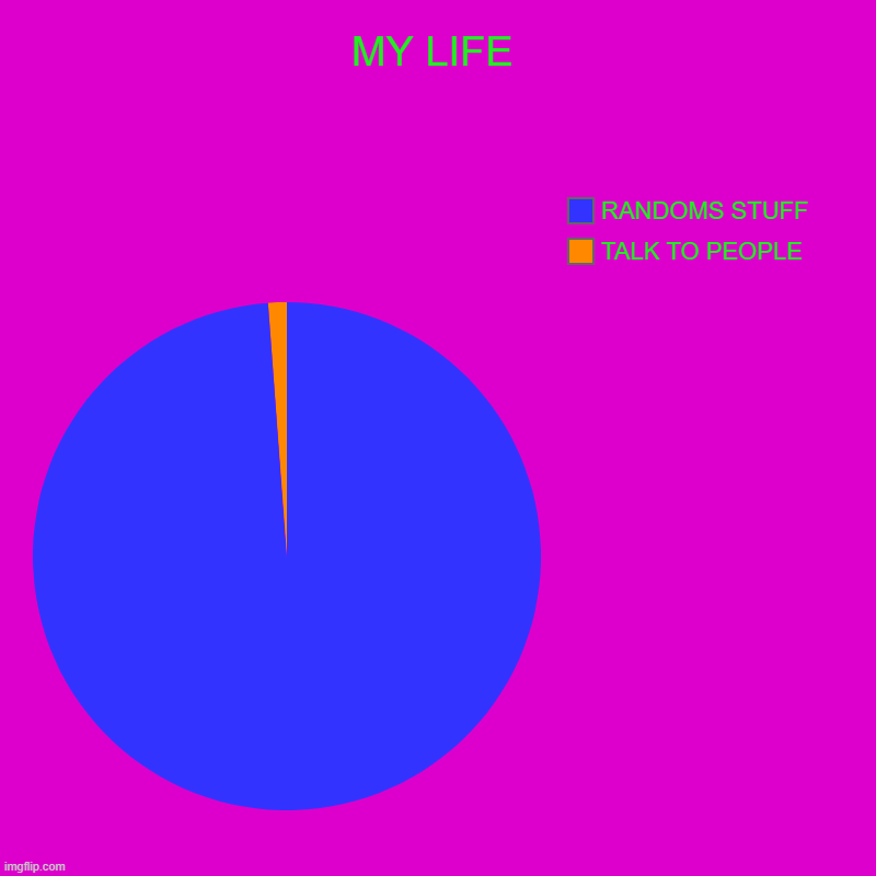 MY LIFE | TALK TO PEOPLE, RANDOMS STUFF | image tagged in charts,pie charts | made w/ Imgflip chart maker