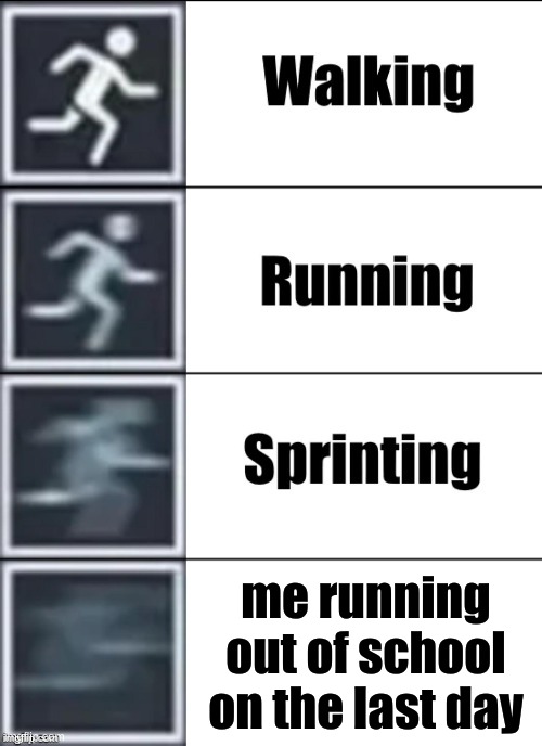 Very Fast | me running out of school on the last day | image tagged in very fast | made w/ Imgflip meme maker