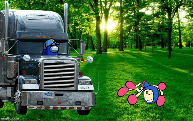 Cam tries to wake up Blue Bomber.mp3 | image tagged in bomberman,sleep,ocs,truck | made w/ Imgflip meme maker