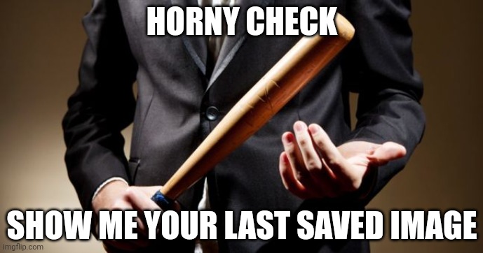 baseball bat | HORNY CHECK; SHOW ME YOUR LAST SAVED IMAGE | image tagged in baseball bat | made w/ Imgflip meme maker