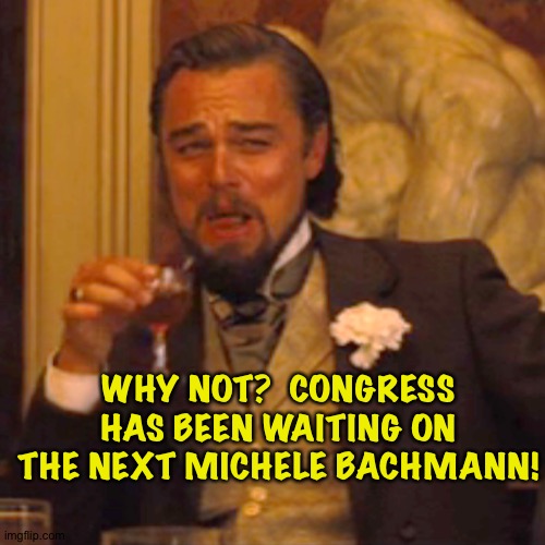 Laughing Leo Meme | WHY NOT?  CONGRESS HAS BEEN WAITING ON THE NEXT MICHELE BACHMANN! | image tagged in memes,laughing leo | made w/ Imgflip meme maker