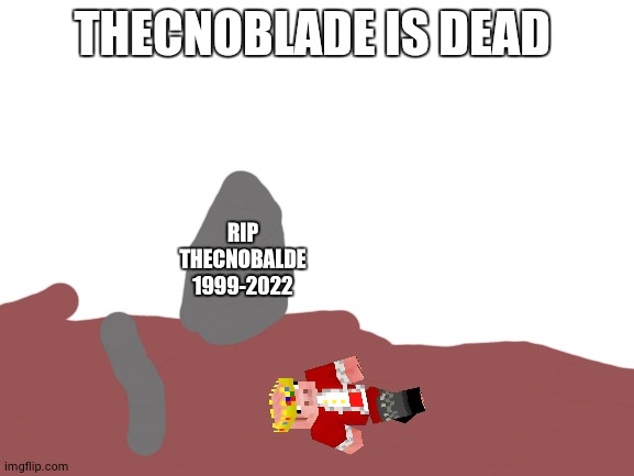Sad | THECNOBLADE IS DEAD; RIP THECNOBALDE 1999-2022 | image tagged in blank white template | made w/ Imgflip meme maker