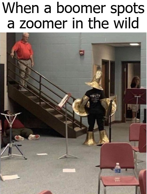When a boomer spots a zoomer in the wild | image tagged in habitat | made w/ Imgflip meme maker