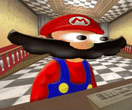 High Quality smg4 Mario big eyes and big mush catch Blank Meme Template