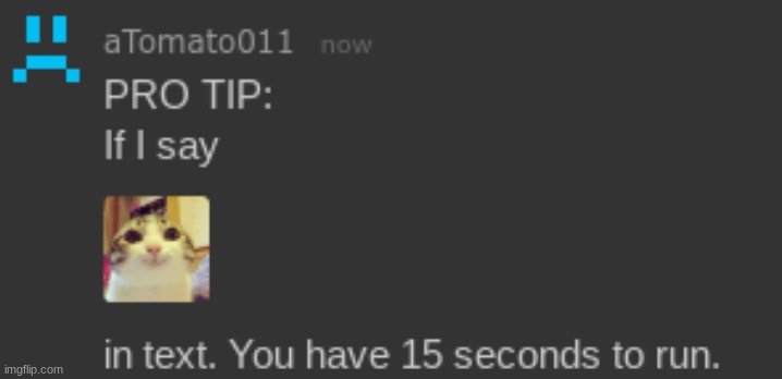 you have 15 seconds to run | image tagged in you have 15 seconds to run | made w/ Imgflip meme maker