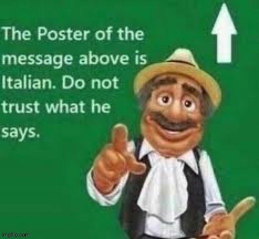 The poster of the message above is italian | image tagged in the poster of the message above is italian | made w/ Imgflip meme maker