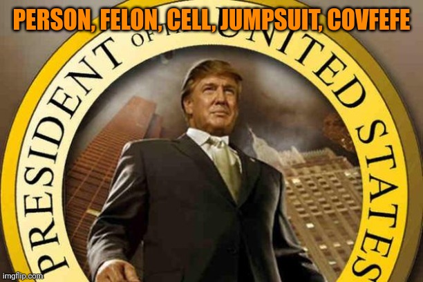 76 yr old diaper wearing manchild inmate | PERSON, FELON, CELL, JUMPSUIT, COVFEFE | image tagged in trump | made w/ Imgflip meme maker