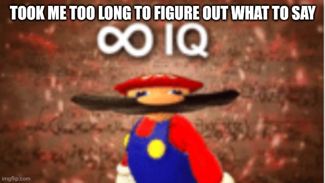 Infinite IQ | TOOK ME TOO LONG TO FIGURE OUT WHAT TO SAY | image tagged in infinite iq | made w/ Imgflip meme maker