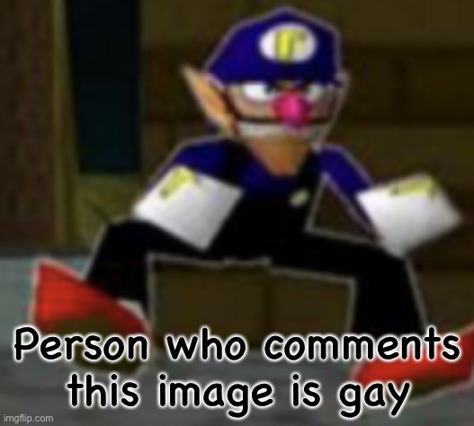 wah male | Person who comments this image is gay | image tagged in wah male | made w/ Imgflip meme maker