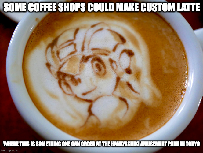 Battle Network Latte | SOME COFFEE SHOPS COULD MAKE CUSTOM LATTE; WHERE THIS IS SOMETHING ONE CAN ORDER AT THE HANAYASHIKI AMUSEMENT PARK IN TOKYO | image tagged in latte,coffee,memes,megaman,megaman battle network | made w/ Imgflip meme maker