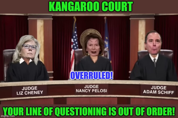 OVERRULED! YOUR LINE OF QUESTIONING IS OUT OF ORDER! KANGAROO COURT | made w/ Imgflip meme maker