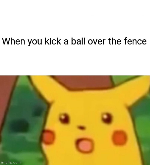 Hopefully the neighbor is cool | When you kick a ball over the fence | image tagged in memes,surprised pikachu | made w/ Imgflip meme maker