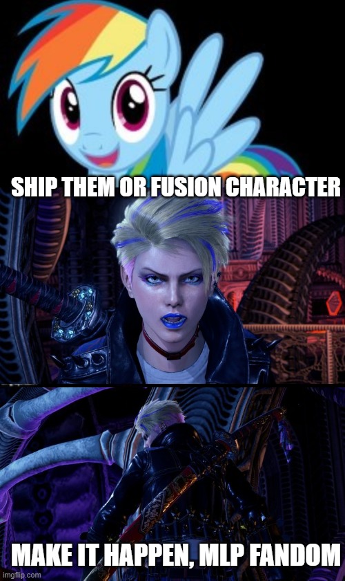 It would be a perfect birthday present for me, today. July 13th. |  SHIP THEM OR FUSION CHARACTER; MAKE IT HAPPEN, MLP FANDOM | image tagged in memes,i'll just wait here,mlp,mlp fim,rainbow dash | made w/ Imgflip meme maker