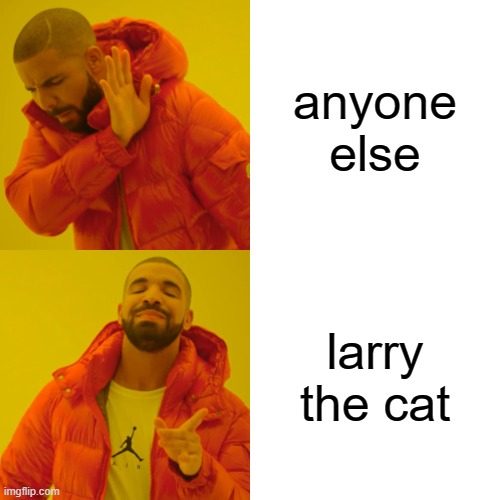 yeees vote for him | anyone else; larry the cat | image tagged in memes,drake hotline bling | made w/ Imgflip meme maker