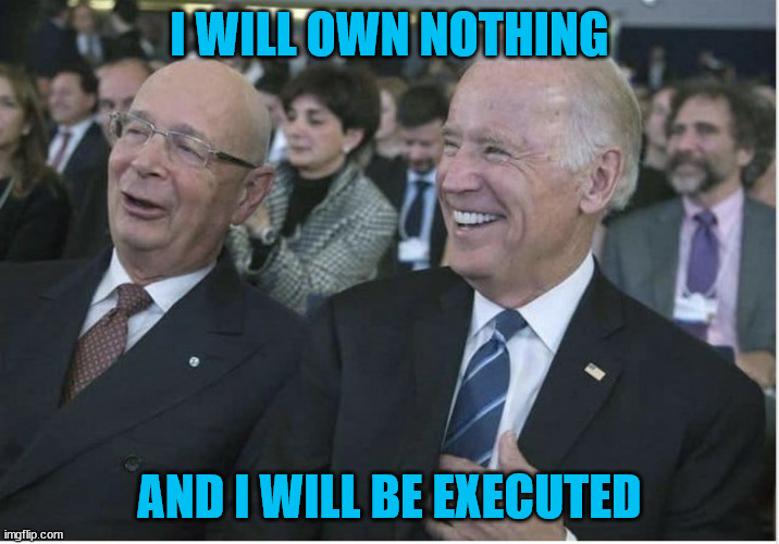 Klaus Schwab & Joe Biden | I WILL OWN NOTHING; AND I WILL BE EXECUTED | image tagged in klaus schwab joe biden | made w/ Imgflip meme maker