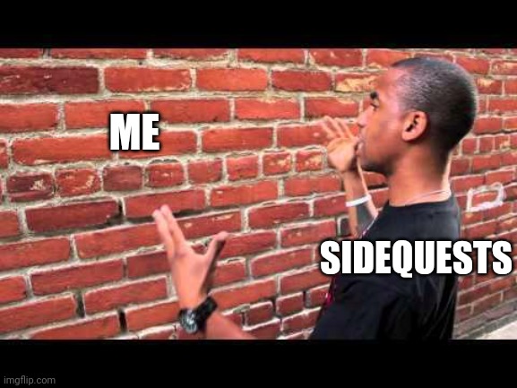 Brick wall guy | ME; SIDEQUESTS | image tagged in brick wall guy | made w/ Imgflip meme maker