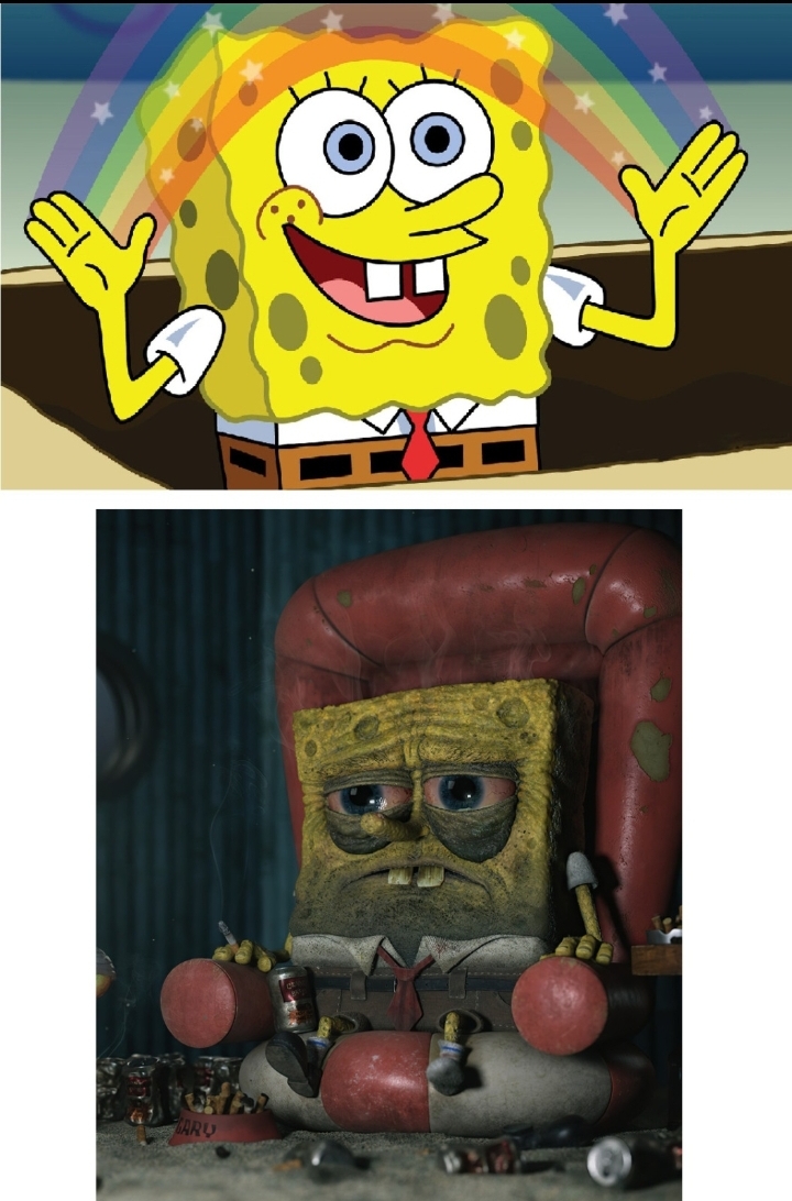 High Quality spongebob before and after Blank Meme Template