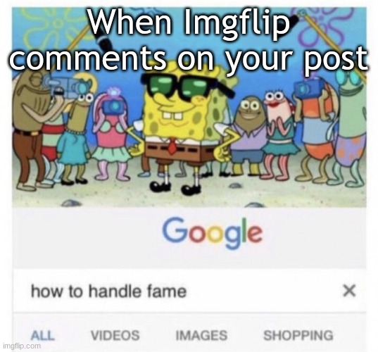 n | When Imgflip comments on your post | image tagged in how to handle fame | made w/ Imgflip meme maker