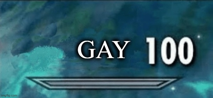 Skyrim skill 100 blank fixed textbox | GAY | image tagged in skyrim skill 100 blank fixed textbox | made w/ Imgflip meme maker