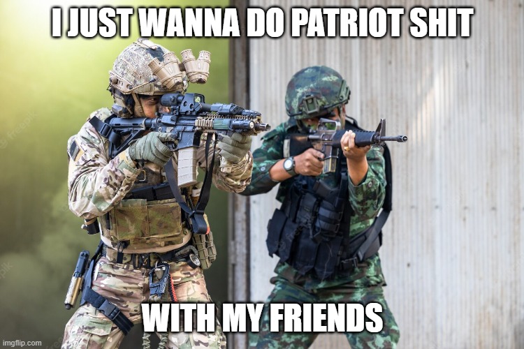 PATRIOT SHIT | I JUST WANNA DO PATRIOT SHIT; WITH MY FRIENDS | image tagged in patriot,hoodrat | made w/ Imgflip meme maker