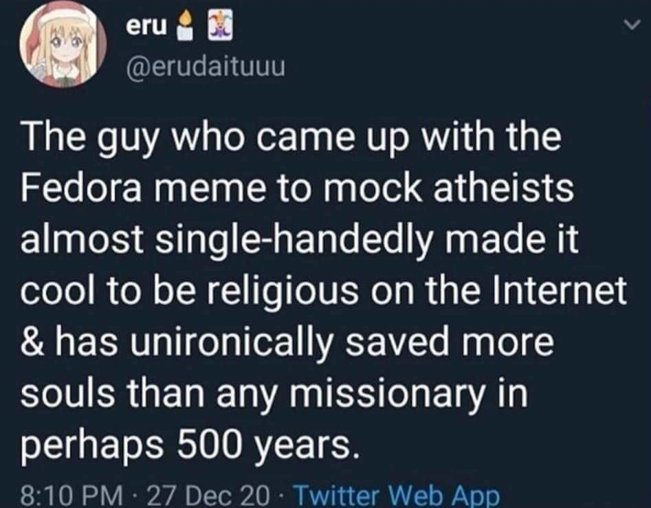 Fedora meme missionary Blank Meme Template