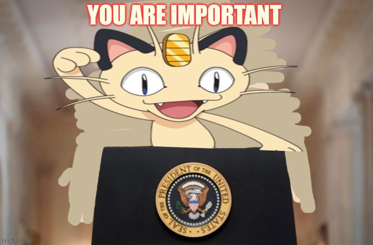 Meowth party | YOU ARE IMPORTANT | image tagged in meowth party | made w/ Imgflip meme maker