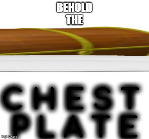 behold the C H E S T  P L A T E | BEHOLD
THE; C H E S T 
P L A T E | image tagged in blank white template | made w/ Imgflip meme maker