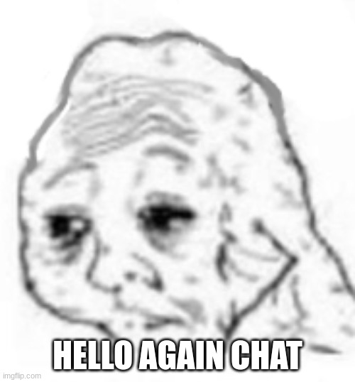 it is that time where i say hello and drift again into the darkness | HELLO AGAIN CHAT | image tagged in agony | made w/ Imgflip meme maker