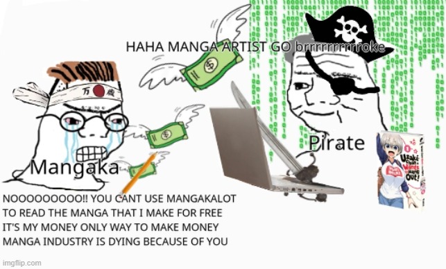 manga piracy go brrr meme | image tagged in nooo haha go brrr,anime meme | made w/ Imgflip meme maker