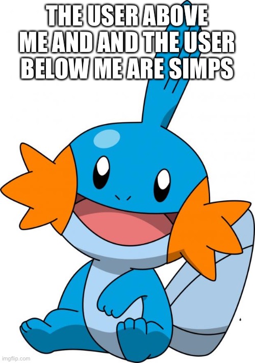 Mudkip | THE USER ABOVE ME AND AND THE USER BELOW ME ARE SIMPS | image tagged in mudkip | made w/ Imgflip meme maker