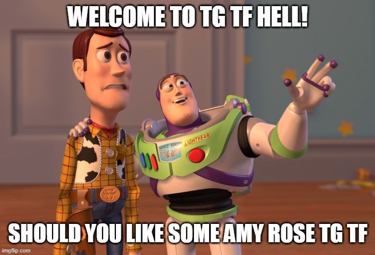 Another one! | WELCOME TO TG TF HELL! SHOULD YOU LIKE SOME AMY ROSE TG TF | image tagged in memes,x x everywhere | made w/ Imgflip meme maker