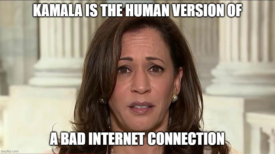 kamala harris | KAMALA IS THE HUMAN VERSION OF; A BAD INTERNET CONNECTION | image tagged in kamala harris | made w/ Imgflip meme maker