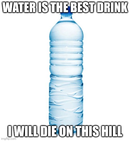 Refreshing | WATER IS THE BEST DRINK; I WILL DIE ON THIS HILL | image tagged in water bottle | made w/ Imgflip meme maker