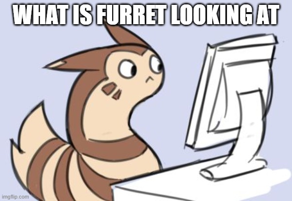 furret | WHAT IS FURRET LOOKING AT | image tagged in furret | made w/ Imgflip meme maker
