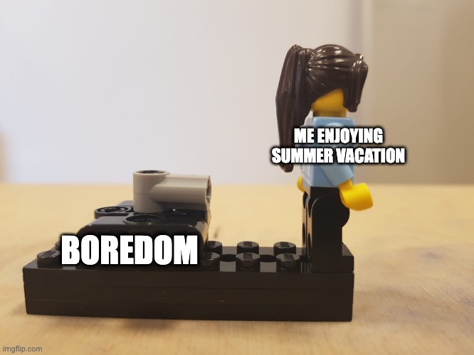 what can i do now? | ME ENJOYING SUMMER VACATION; BOREDOM | image tagged in tank behind lady | made w/ Imgflip meme maker