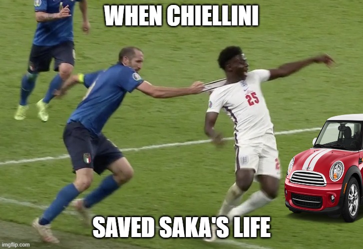 pull back | WHEN CHIELLINI; SAVED SAKA'S LIFE | image tagged in pull back | made w/ Imgflip meme maker