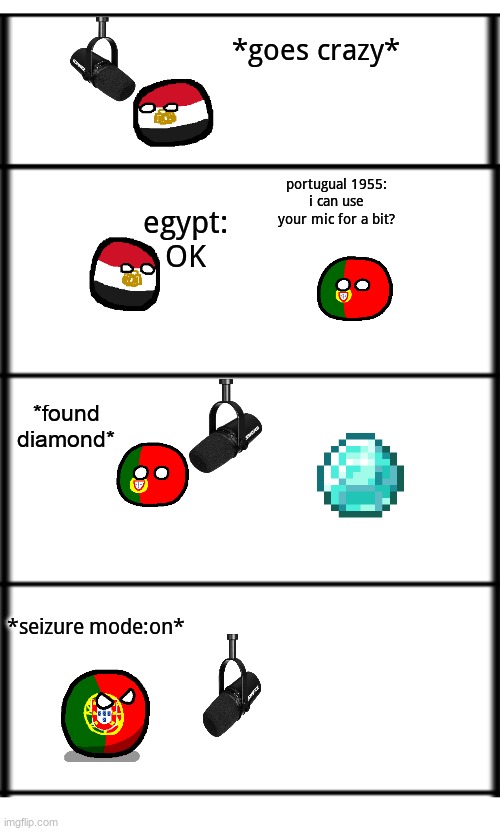 only who hear portugal eas from 1955 will understand | *goes crazy*; portugual 1955:
i can use your mic for a bit? egypt:
OK; *found diamond*; *seizure mode:on* | image tagged in starter pack,portugal,eas | made w/ Imgflip meme maker