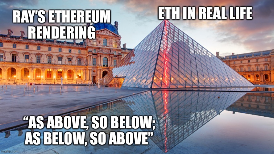 I Ethart you | RAY’S ETHEREUM RENDERING; ETH IN REAL LIFE; “AS ABOVE, SO BELOW; AS BELOW, SO ABOVE” | image tagged in eth art | made w/ Imgflip meme maker
