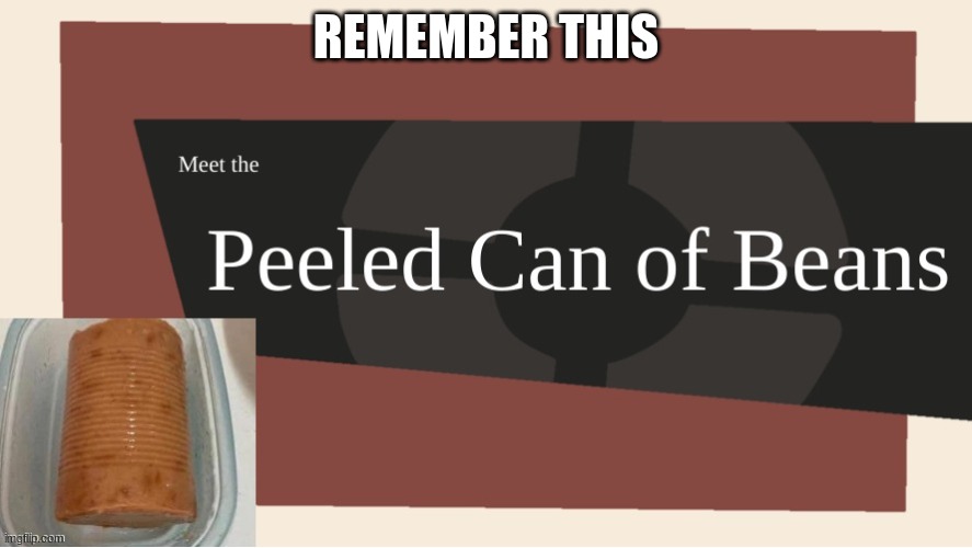 Meet the Peeled Can of Beans | REMEMBER THIS | image tagged in meet the peeled can of beans | made w/ Imgflip meme maker