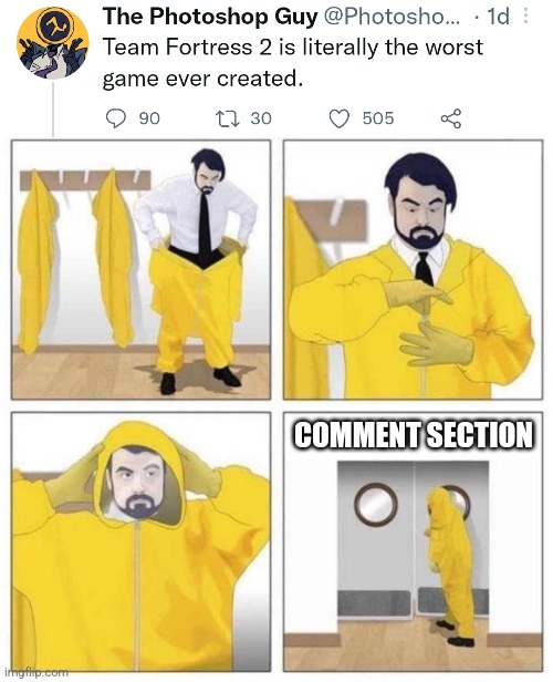 COMMENT SECTION | image tagged in man putting on hazmat suit | made w/ Imgflip meme maker