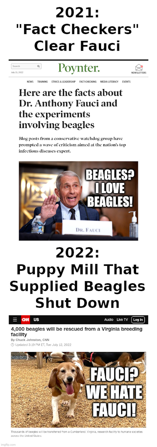 Fact Check: Does Fauci Love Beagles? For Experiments, Maybe? | image tagged in fauci,beagle,animal cruelty,torture,this is beyond science,horror | made w/ Imgflip meme maker