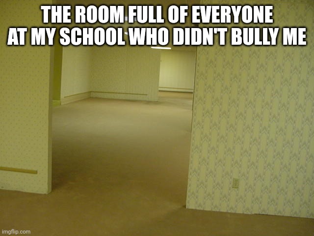 The Backrooms | THE ROOM FULL OF EVERYONE AT MY SCHOOL WHO DIDN'T BULLY ME | image tagged in the backrooms | made w/ Imgflip meme maker