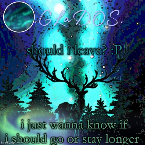 should i leave? :P; i just wanna know if i should go or stay longer- | image tagged in aurora borealis | made w/ Imgflip meme maker