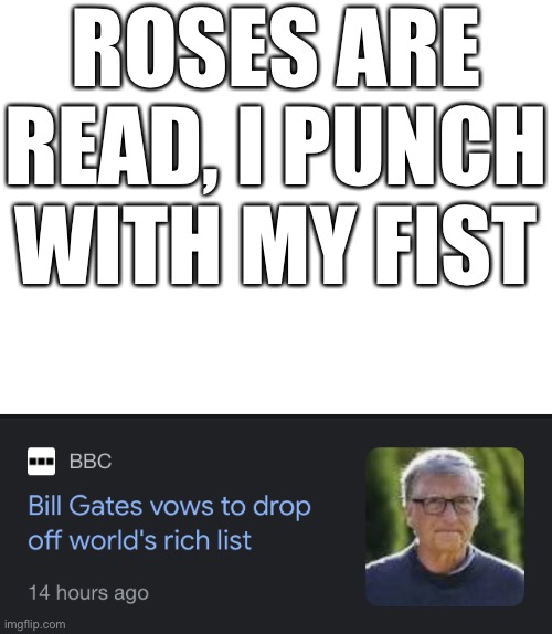 ROSES ARE READ, I PUNCH WITH MY FIST | image tagged in blank white template | made w/ Imgflip meme maker