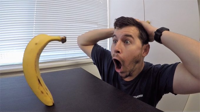 High Quality Man shocked at banana original Blank Meme Template