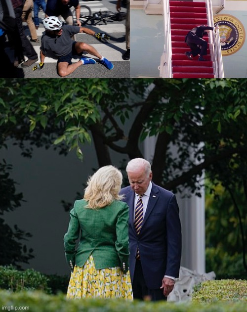 image tagged in joe biden bicycle fall,biden stairs | made w/ Imgflip meme maker