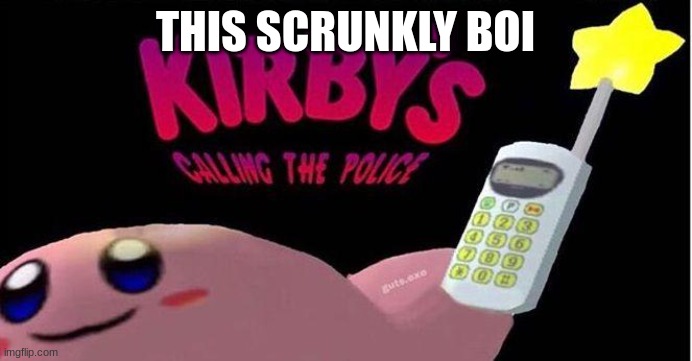 Kirby's calling the Police | THIS SCRUNKLY BOI | image tagged in kirby's calling the police | made w/ Imgflip meme maker