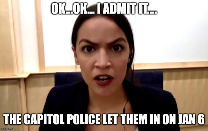 AOC finally admits capitol police let in the Jan 6 protesters... | image tagged in aoc | made w/ Imgflip meme maker