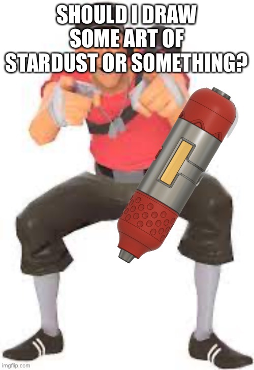 I usually only draw OCs once since my art isn’t that good lol | SHOULD I DRAW SOME ART OF STARDUST OR SOMETHING? | made w/ Imgflip meme maker