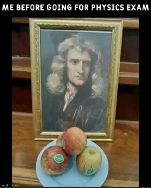 image tagged in physics,exam,isaac newton | made w/ Imgflip meme maker